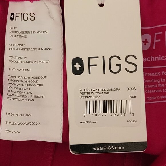 Figs High Waisted Zamora Petite Jogger Scrub Pants Womens Size XXS/P Pink NWT - Picture 4 of 7